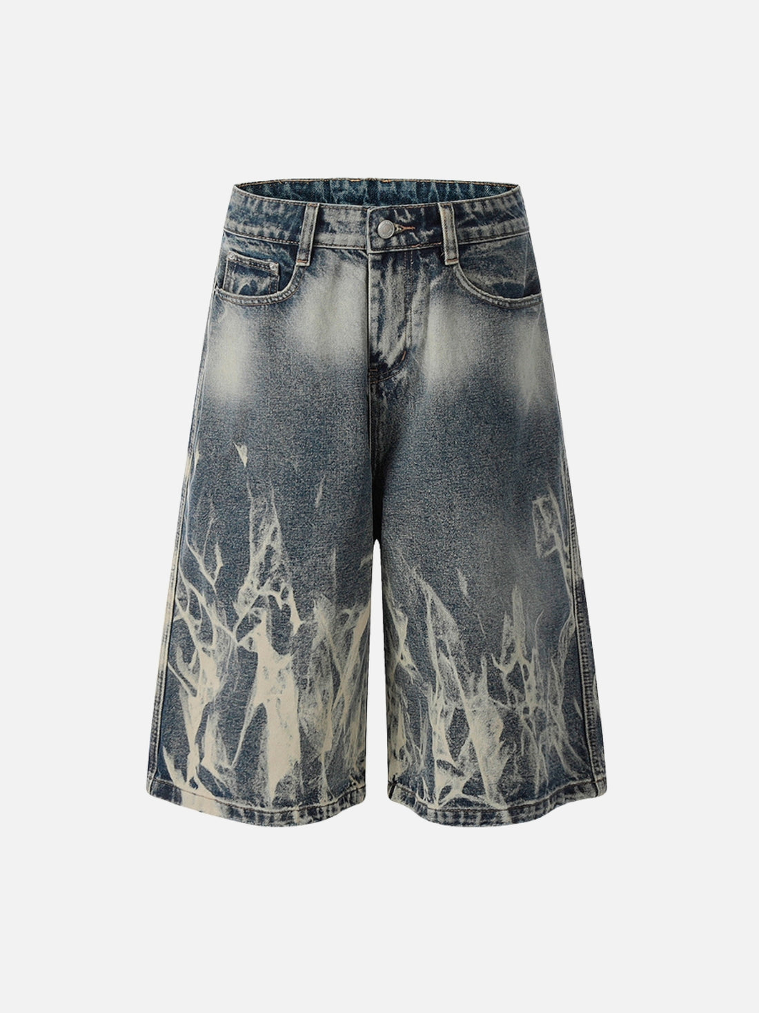 BLAU FLAMES - Baggy Graphic Jorts Blue | TEENWEAR.EU