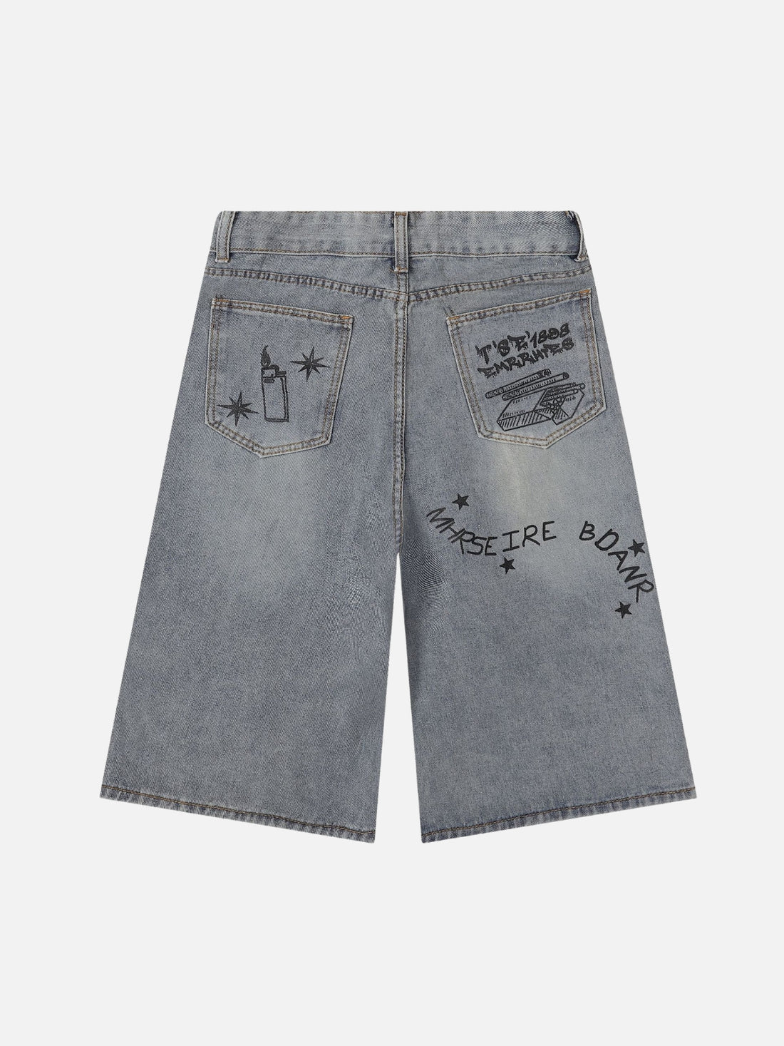BNAG - Loose Denim Graphic Jorts Blue | TEENWEAR.EU