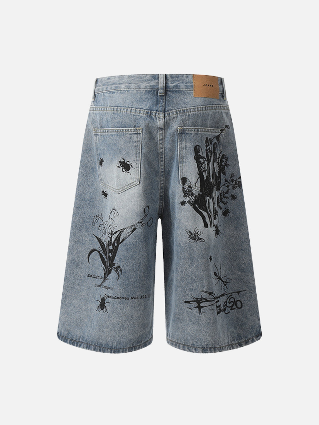 NECTAR - Loose Denim Graphic Jorts Blue | TEENWEAR.EU