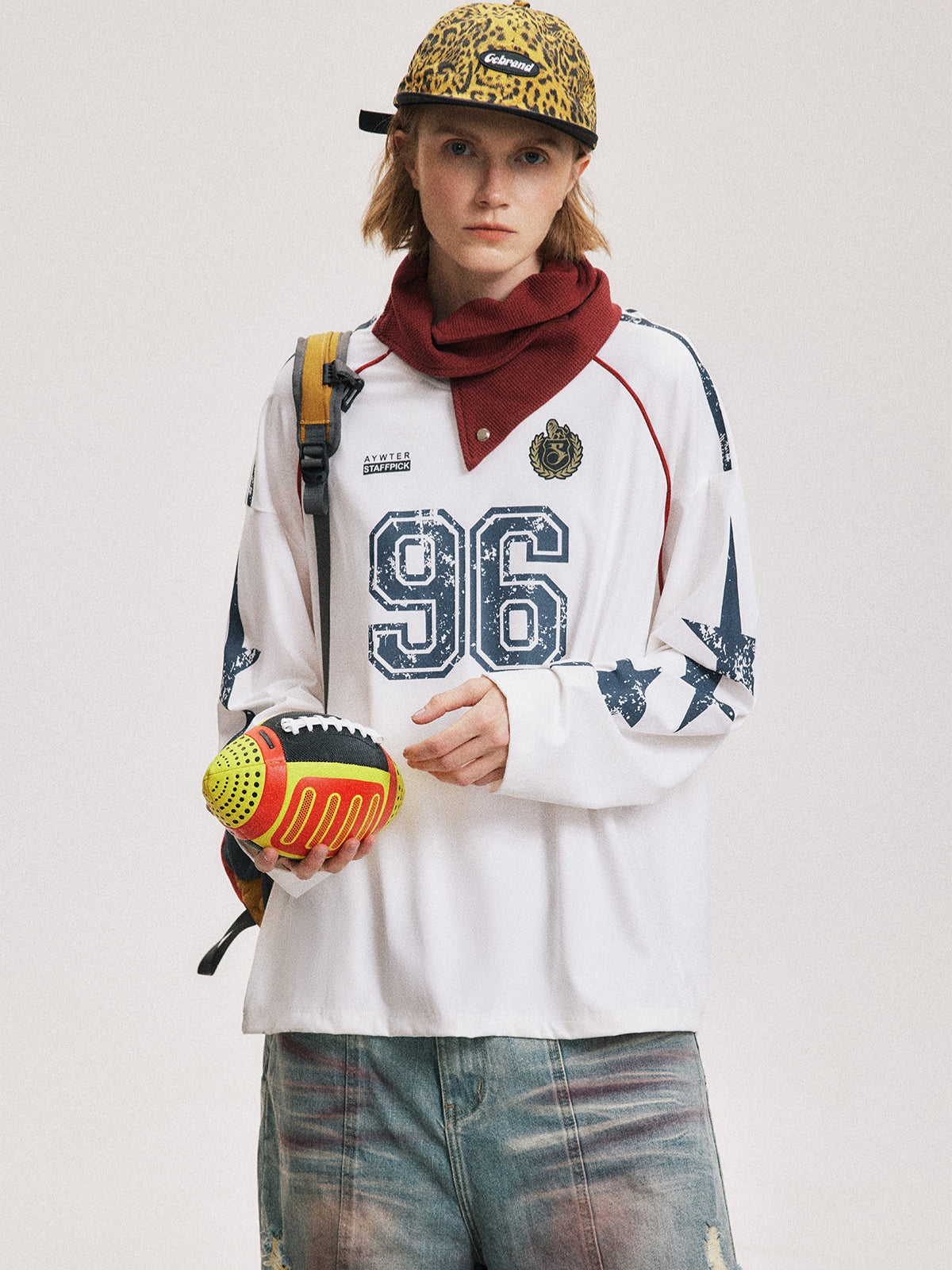 NINETY6 – Oversized Graphic Long-Sleeve Jersey