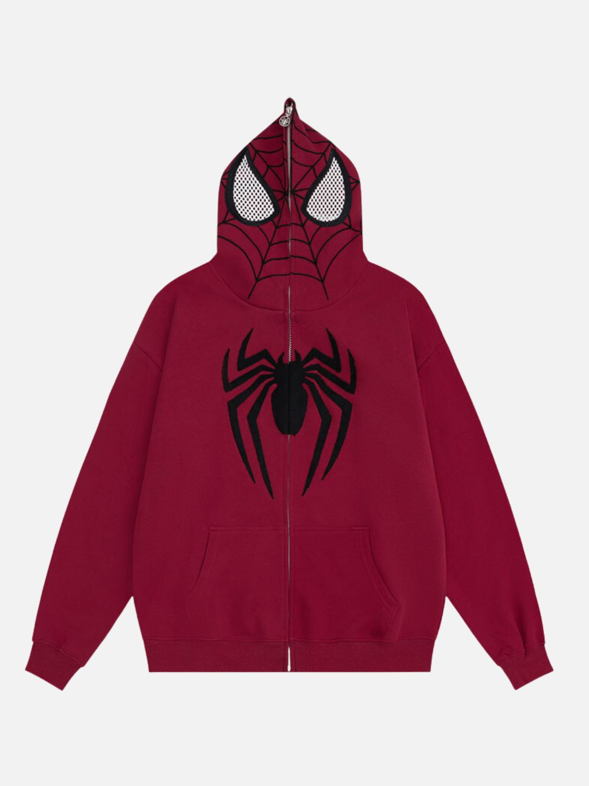 SPIDER - Embroidered Zip Up Hoodie Red | TEENWEAR.EU