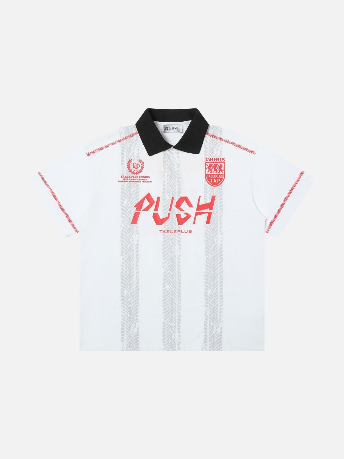 PUSH - Oversized Graphic Polo T-Shirt White | TEENWEAR.EU