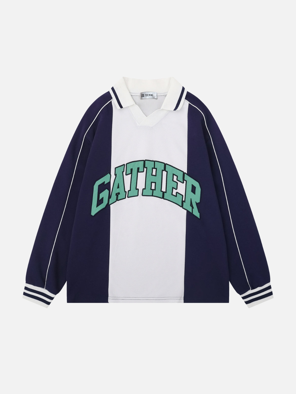 TEAMER - Oversized Print Polo Shirt Blue | Teenwear.eu