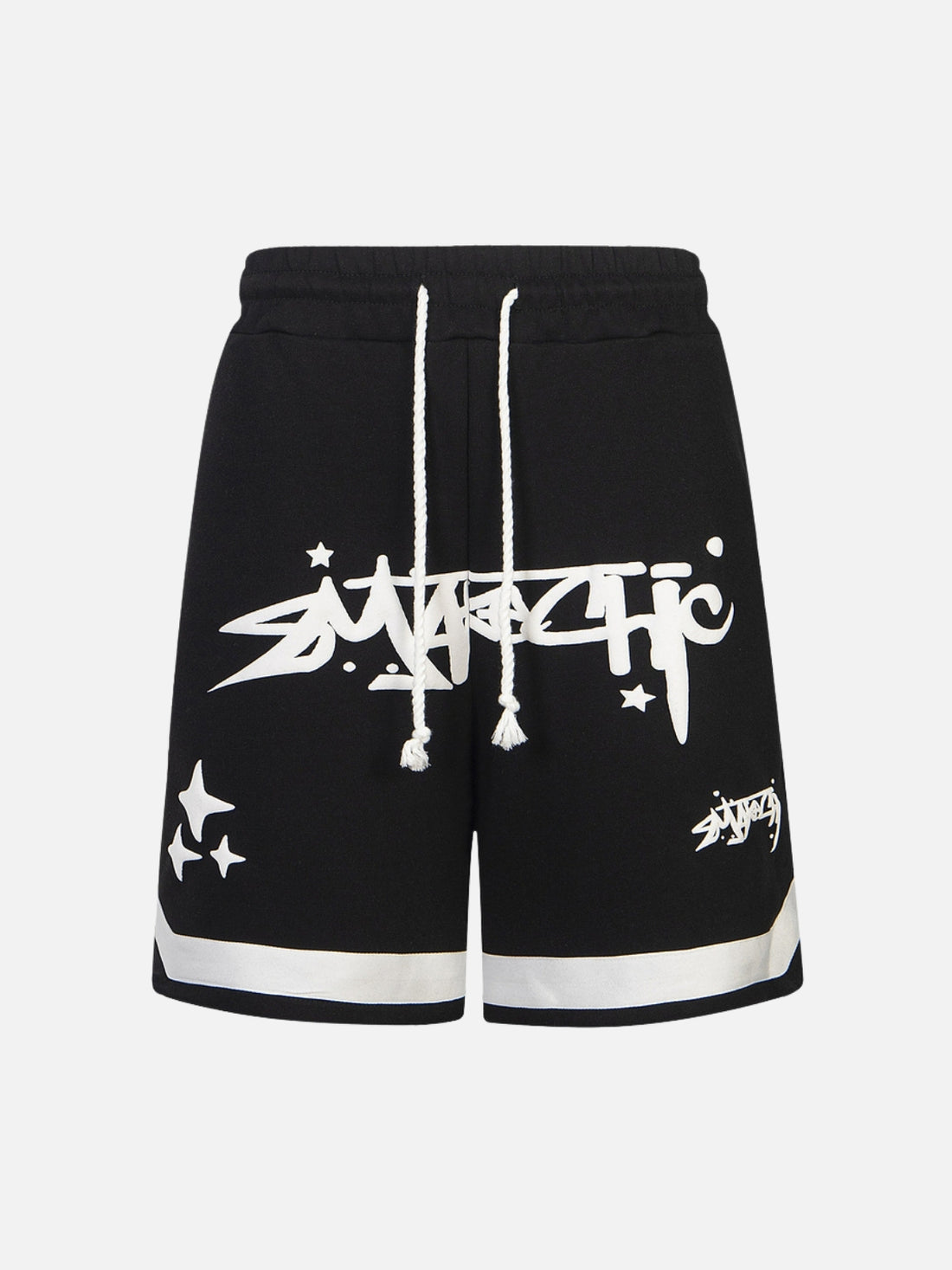 SLAYS - Loose Cotton Graphic Shorts Black | TEENWEAR.EU