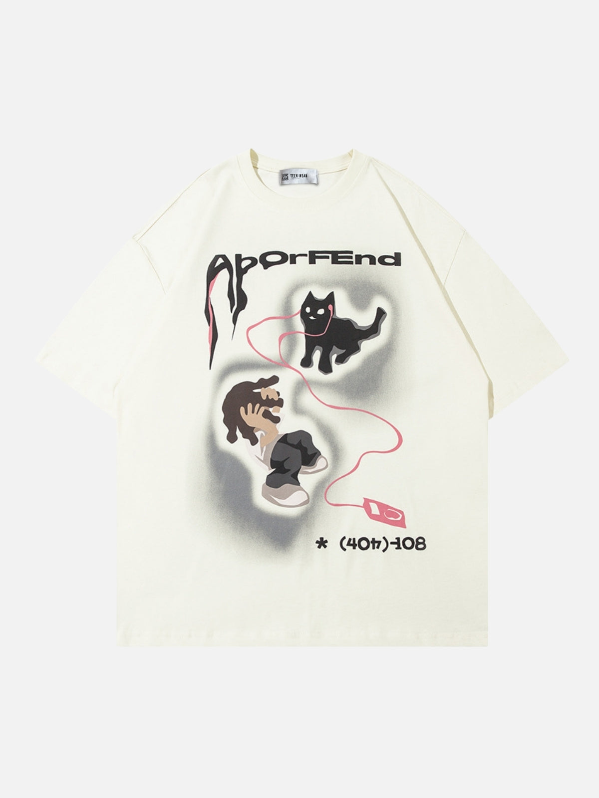 PHONECAT - Oversized Print T-shirt Beige | TEENWEAR.EU