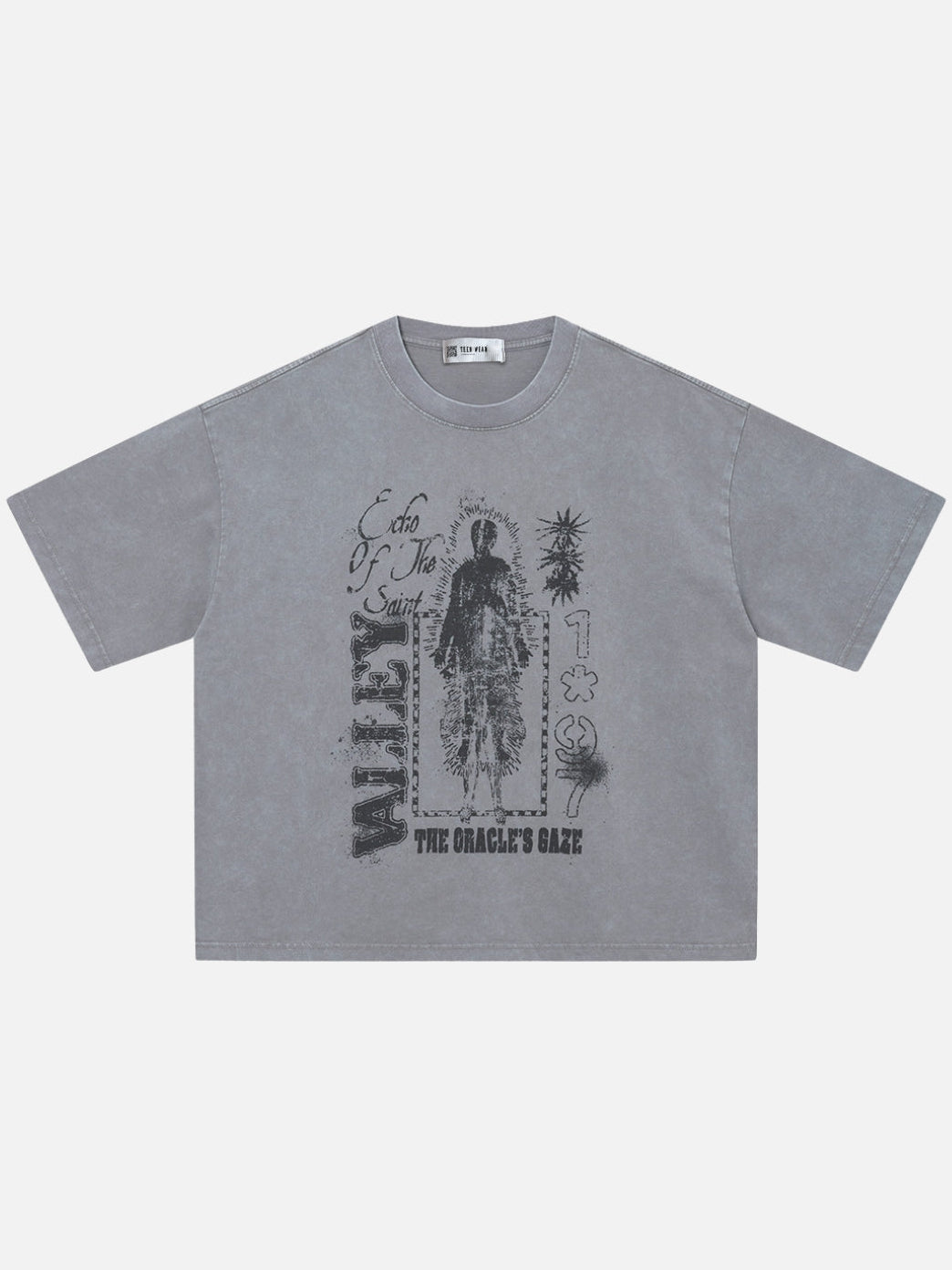 ORACLY - Boxy Fit Print T-shirt Grey | Teenwear.eu