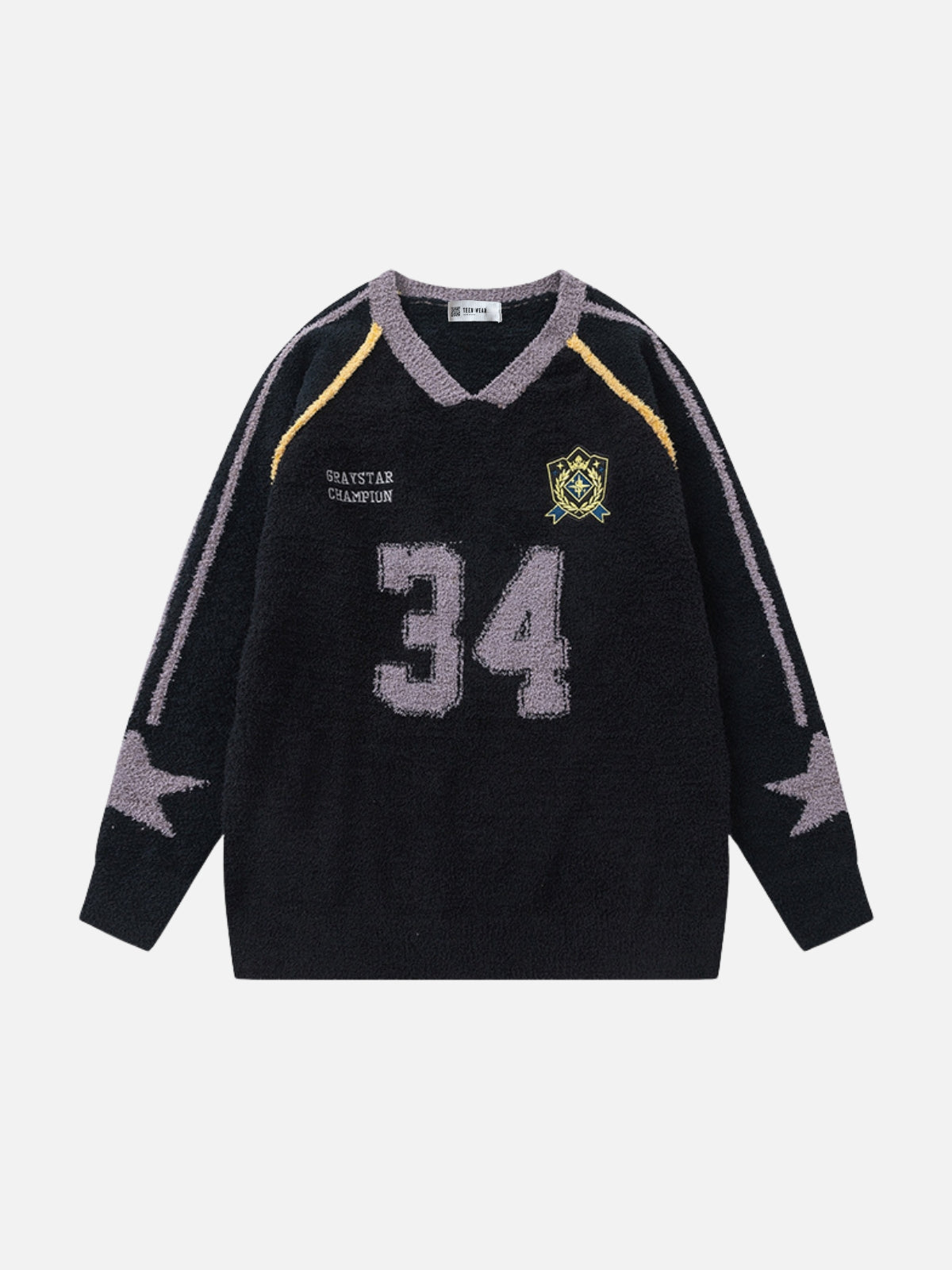 CHAMPION - Oversized Graphic Long Sleeve Sweater Jersey Black | TEENWEAR.EU
