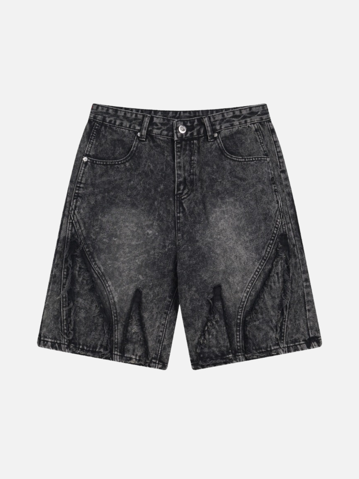 WINGERS - Loose Denim Embroidered Shorts Black | TEENWEAR.EU