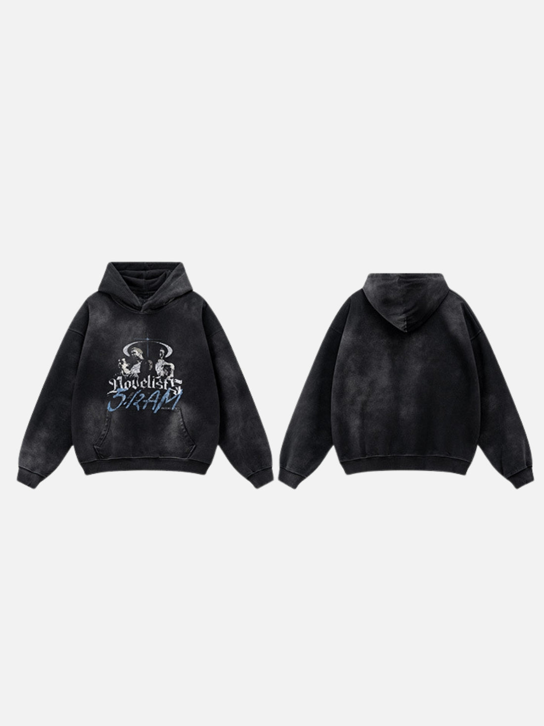 NOVELIST - Oversized Print Hoodie Washed Black | TEENWEAR.EU