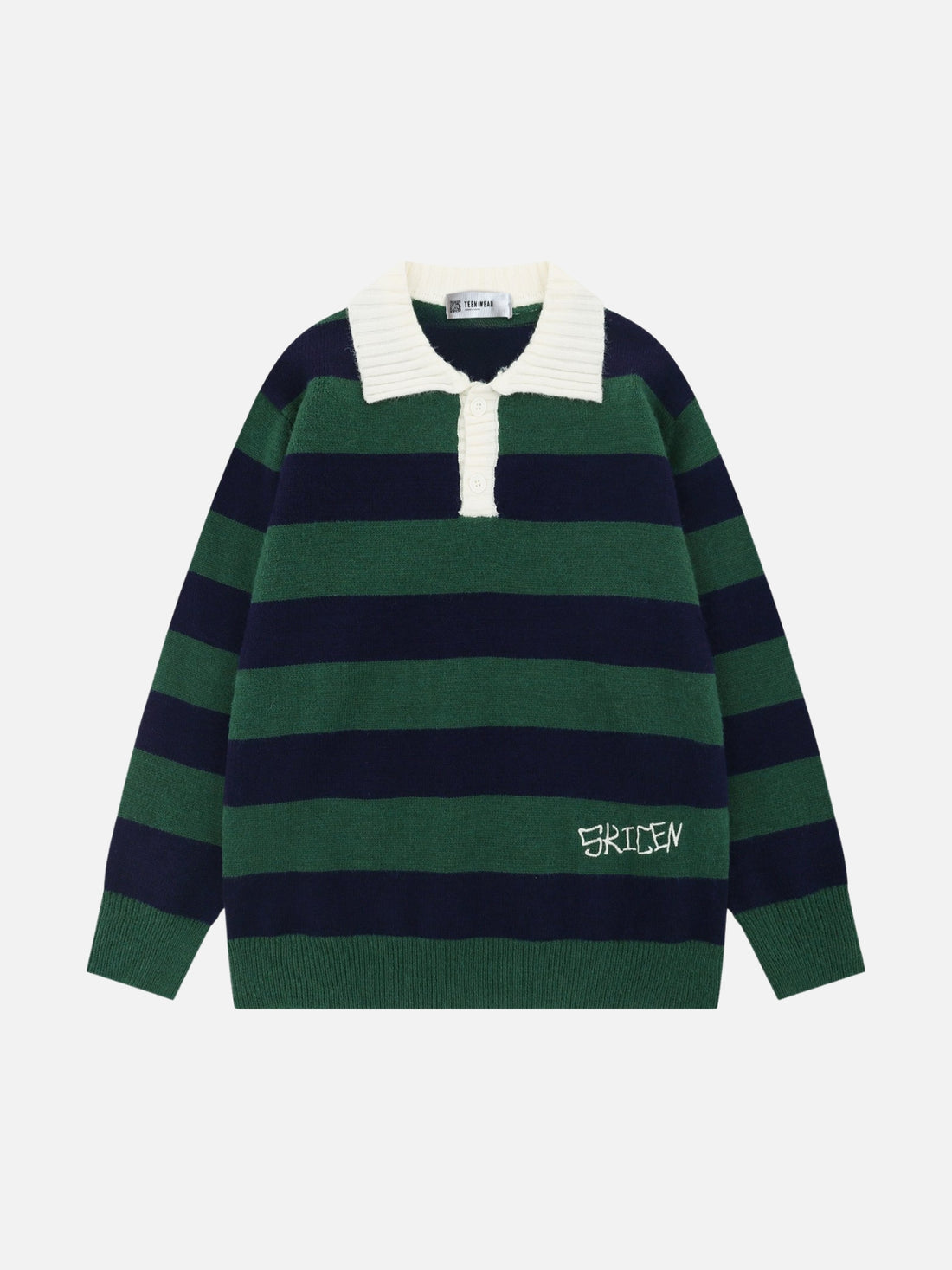 GOLFZY - Oversized Basic Polo Sweater White | Teenwear.eu