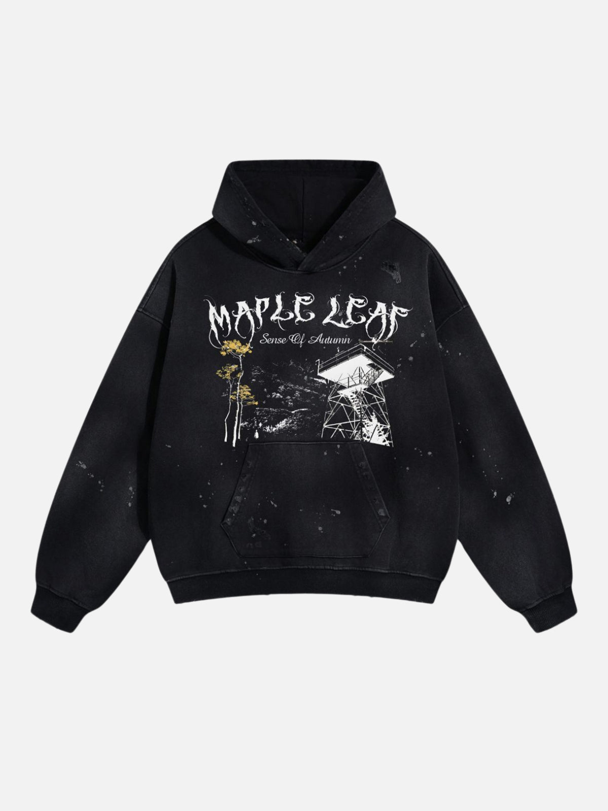 MAPLE - Oversized Print Hoodie Black | TEENWEAR.EU