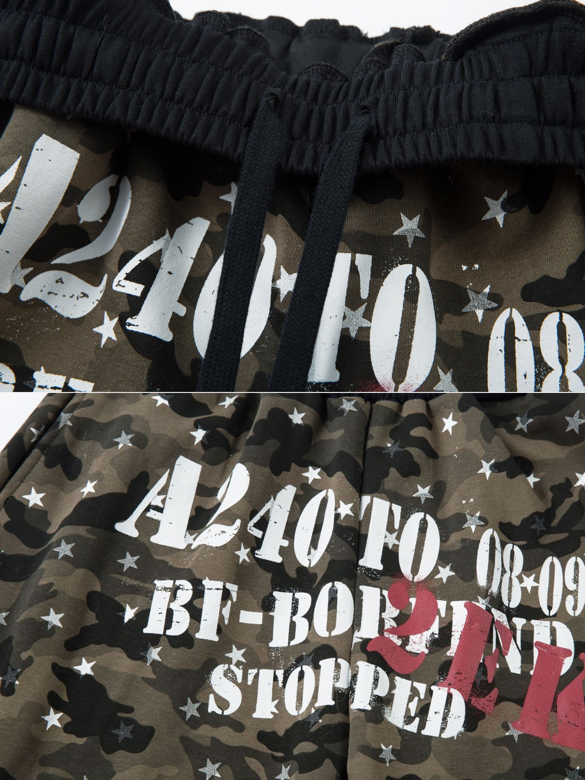 GANGIEZ - Loose Graphic Camo Sweatpants