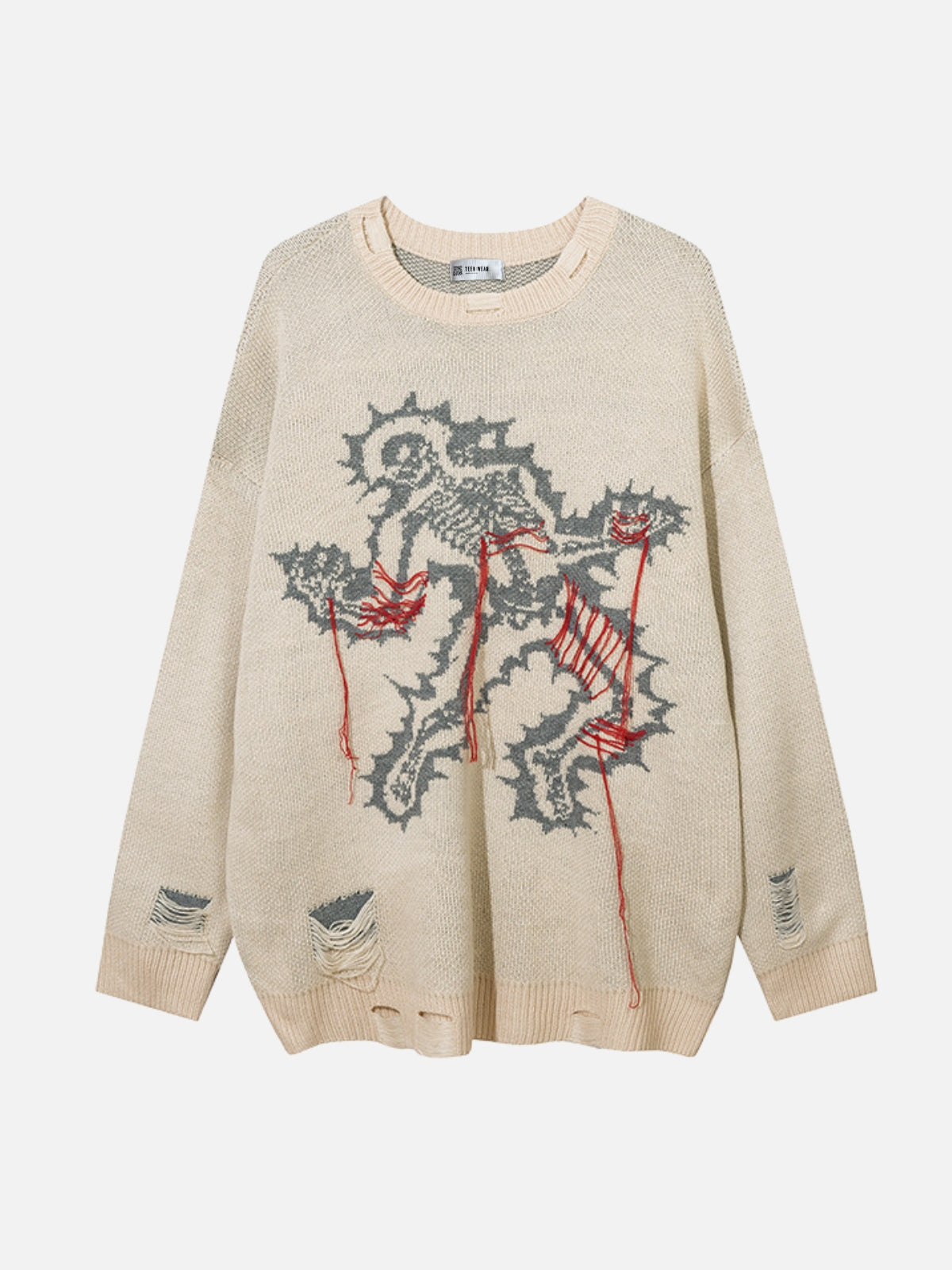 SERMED - Oversized Graphic Sweater Beige | TEENWEAR.EU
