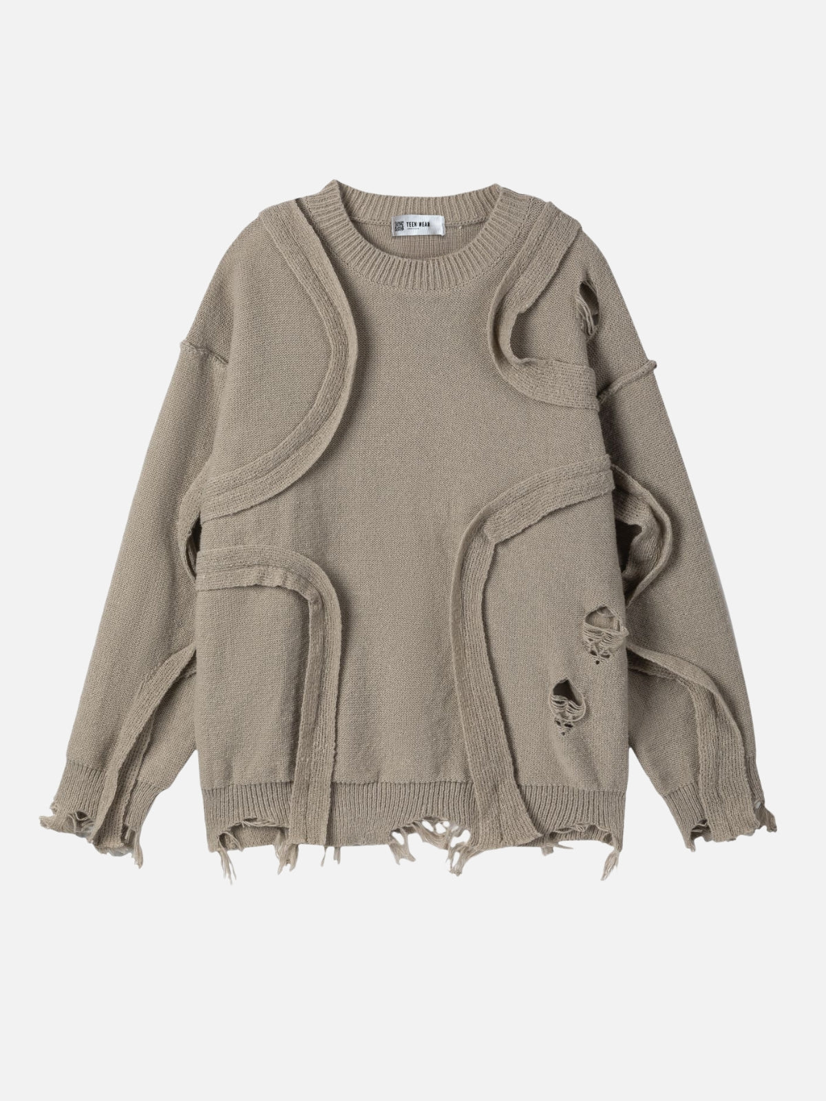 VIBRANT BREATH - Oversized Embroidered Sweater Beige | TEENWEAR.EU