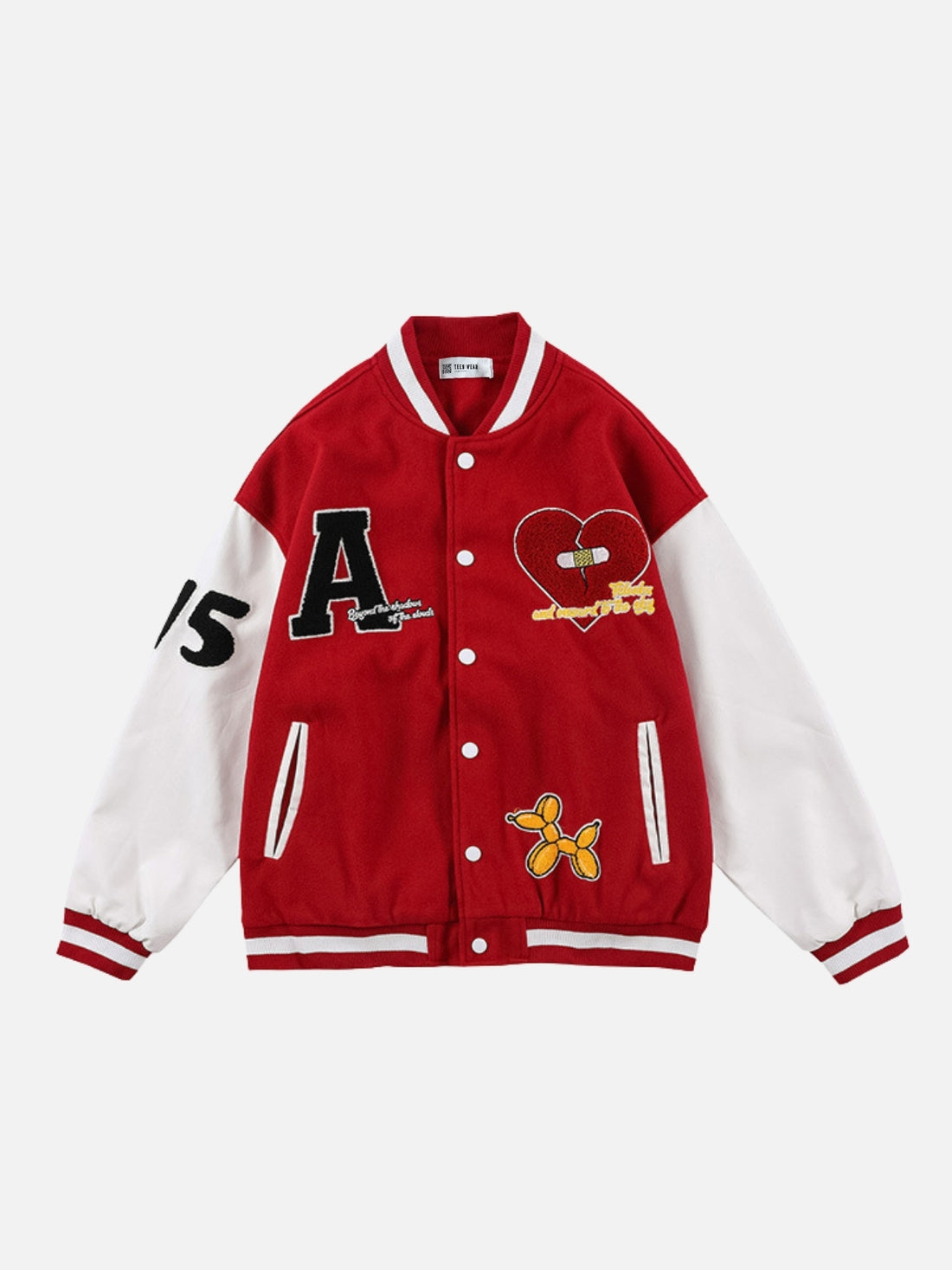 HEARTLESS - Oversized Embroidered Varsity Jacket Red | TEENWEAR.EU