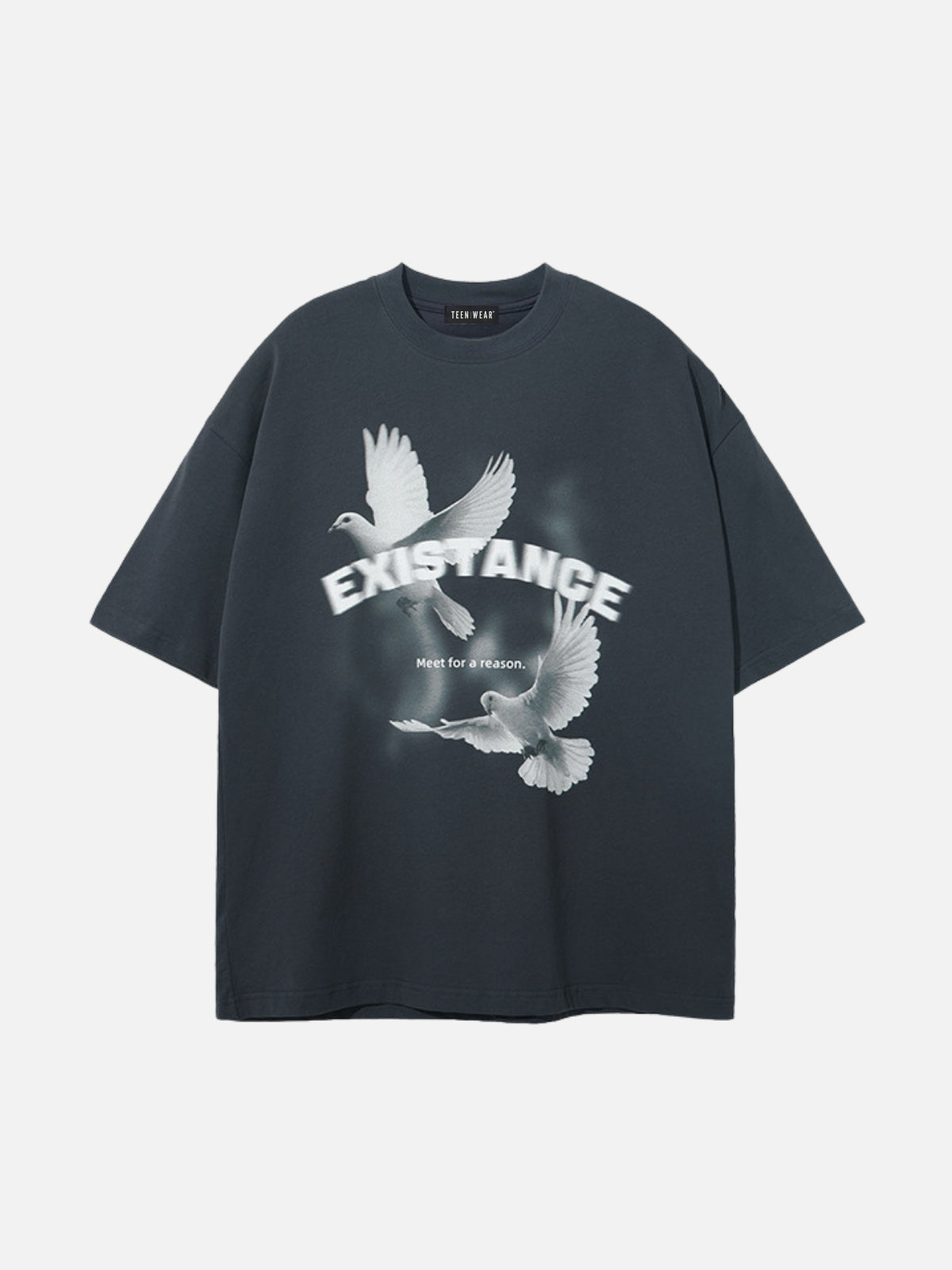 EXISTANCE - Oversized Print T-Shirt Grey | TEENWEAR.EU
