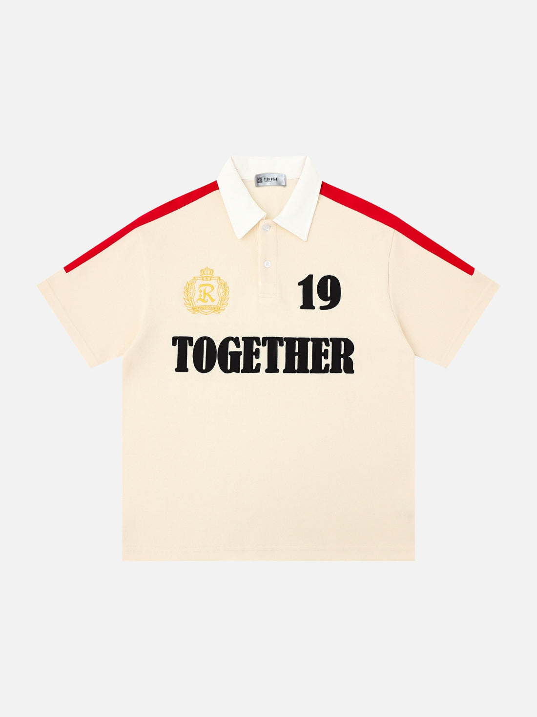 TOGETHER - Oversized Graphic Polo T-Shirt Black | Teenwear.eu