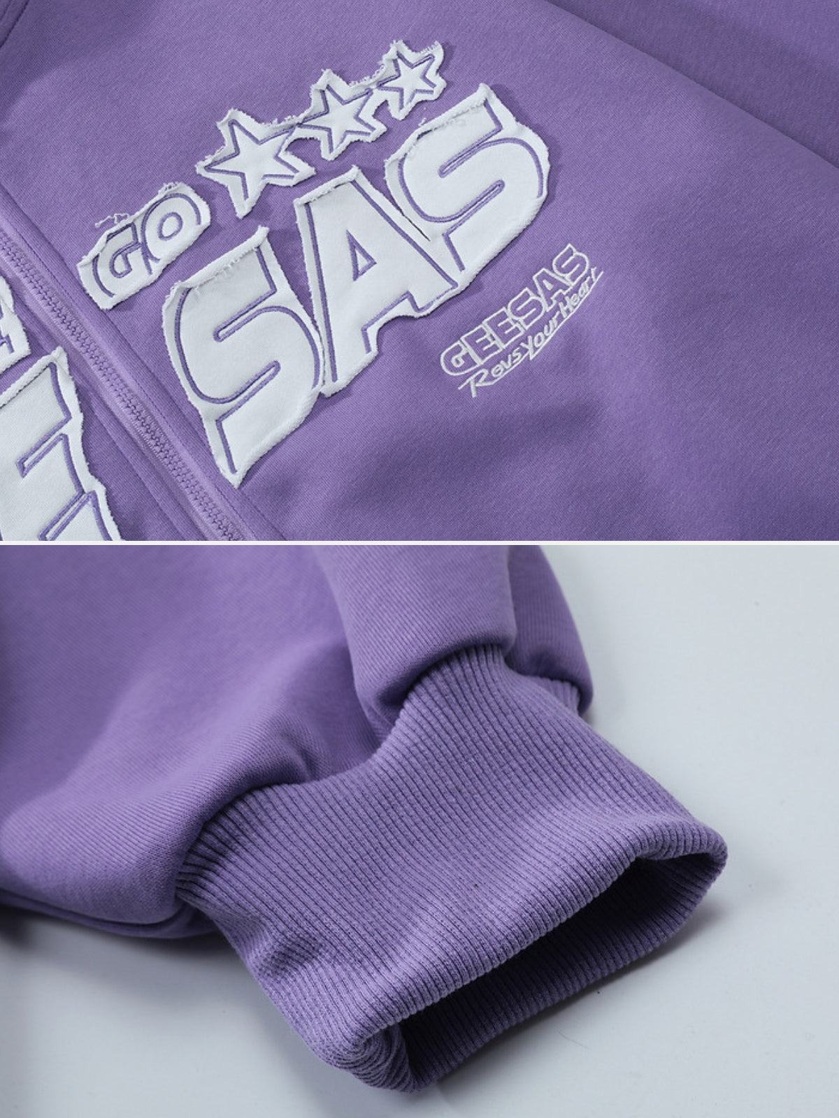 GEESAS - Oversized Embroidered Zip Up Hoodie | TEENWEAR.EU