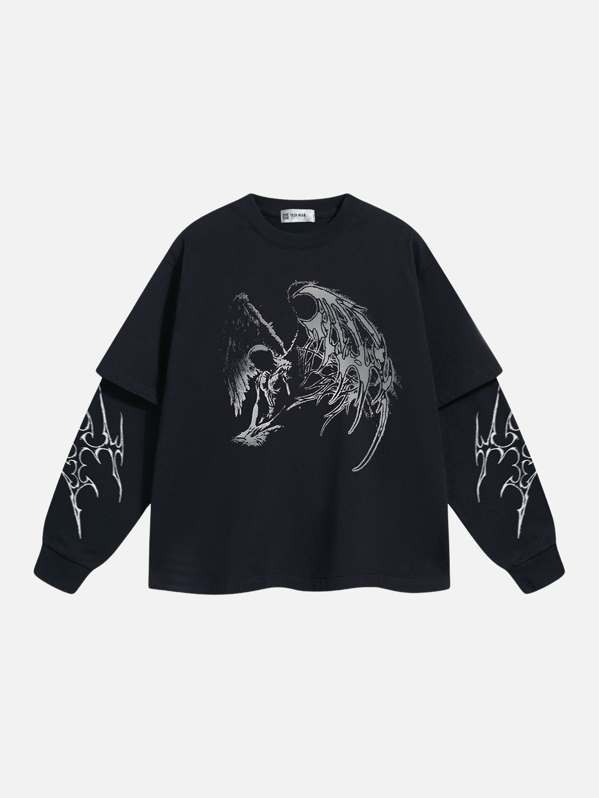 EAGLE - Oversized Print Long Sleeved T-Shirt Washed Black | TEENWEAR.EU