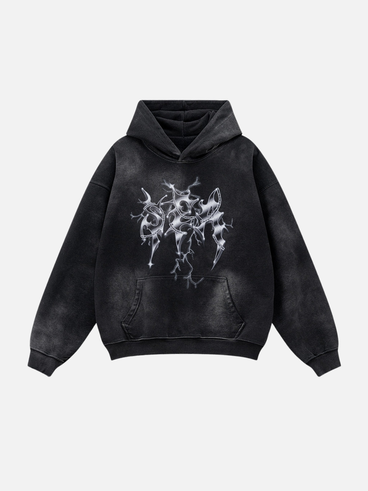 FROZING - Oversized Print Hoodie Washed Black | Teenwear.eu