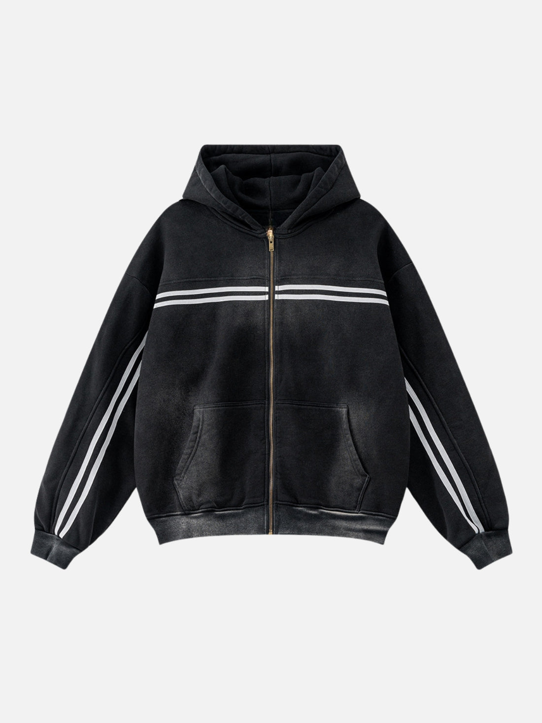 STRIPEEZ - Oversized Embroidered Zip Up Hoodie Black | TEENWEAR.EU