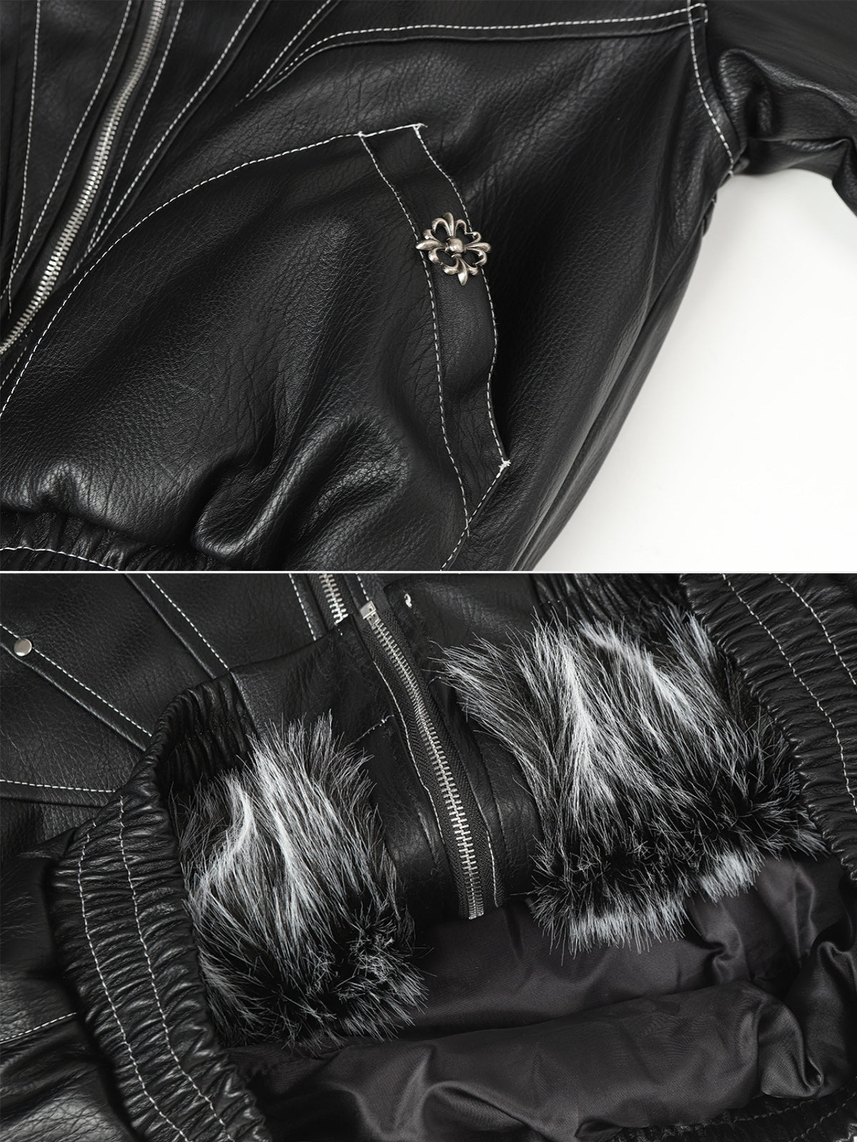 STREET EDGE - Black Faux Leather Oversized Jacket