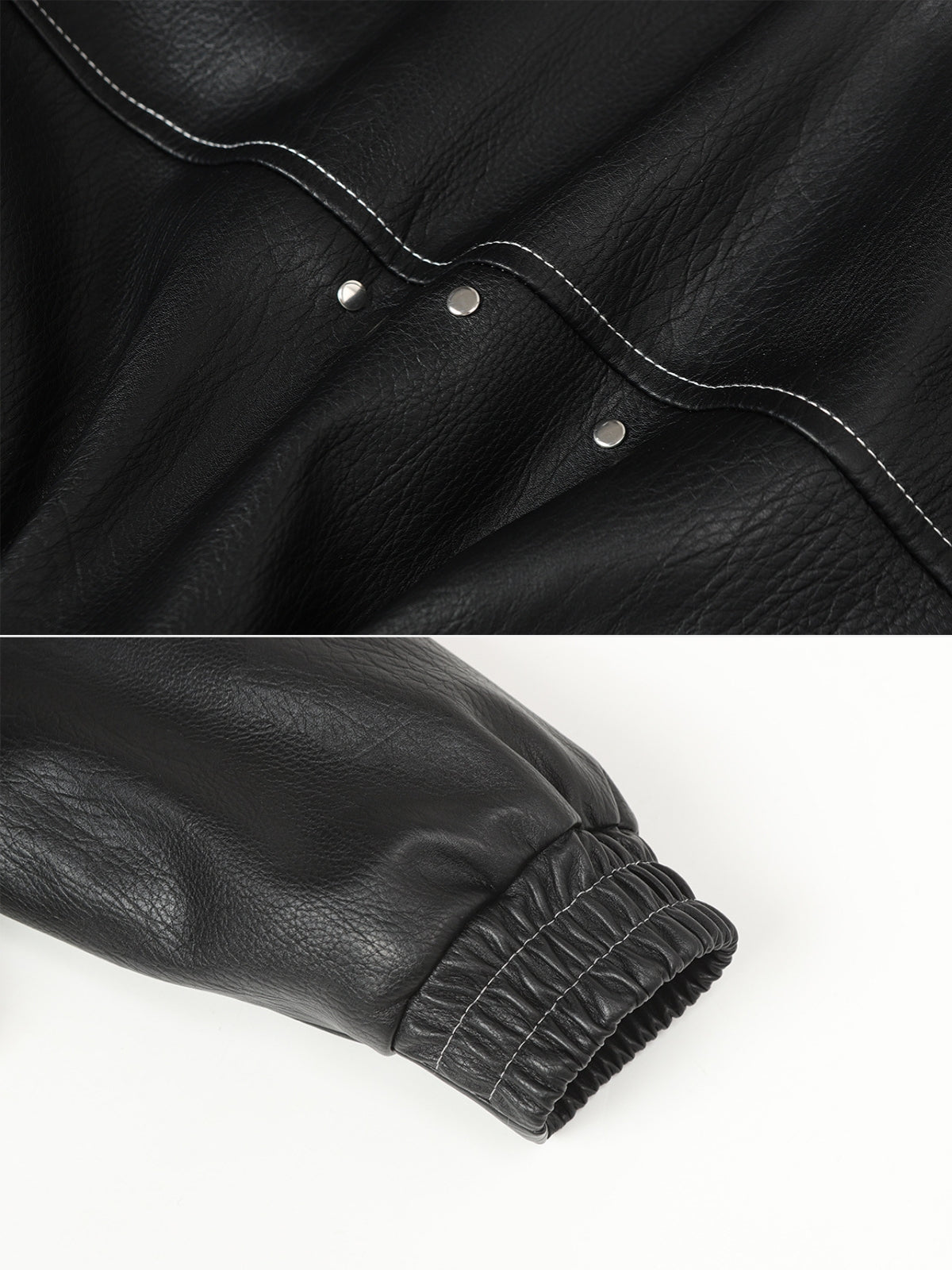 STREET EDGE - Black Faux Leather Oversized Jacket