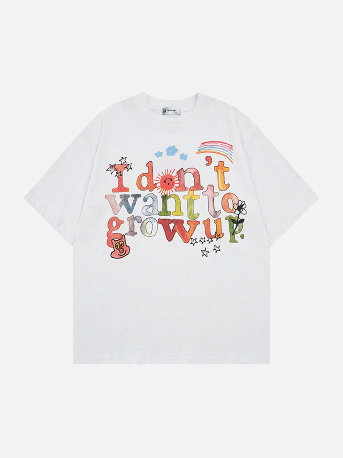 HIPPIE - Oversized Graphic T-Shirt White | Teenwear.eu
