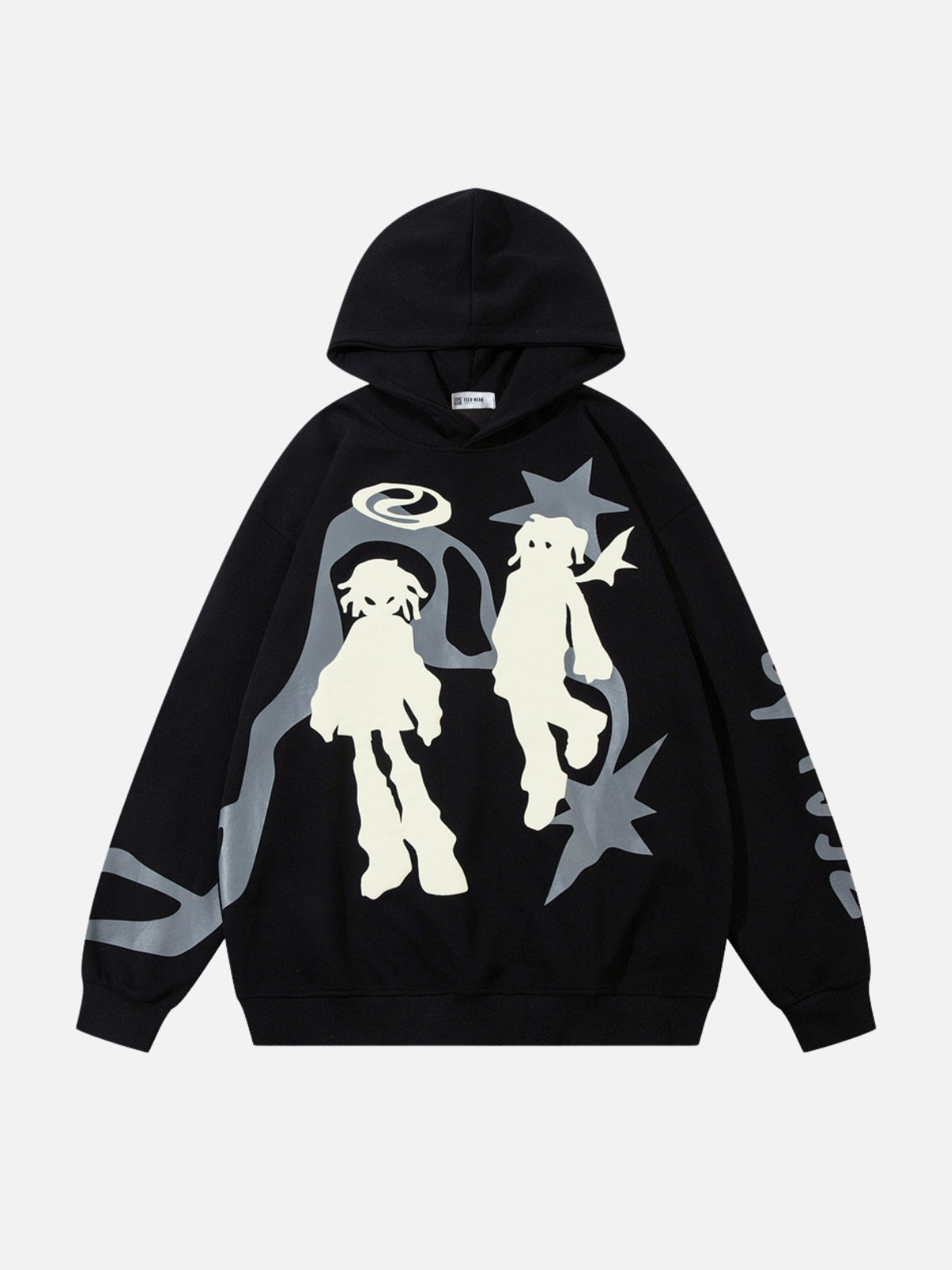 ANGELED - Oversized Print Hoodie Black | TEENWEAR.EU