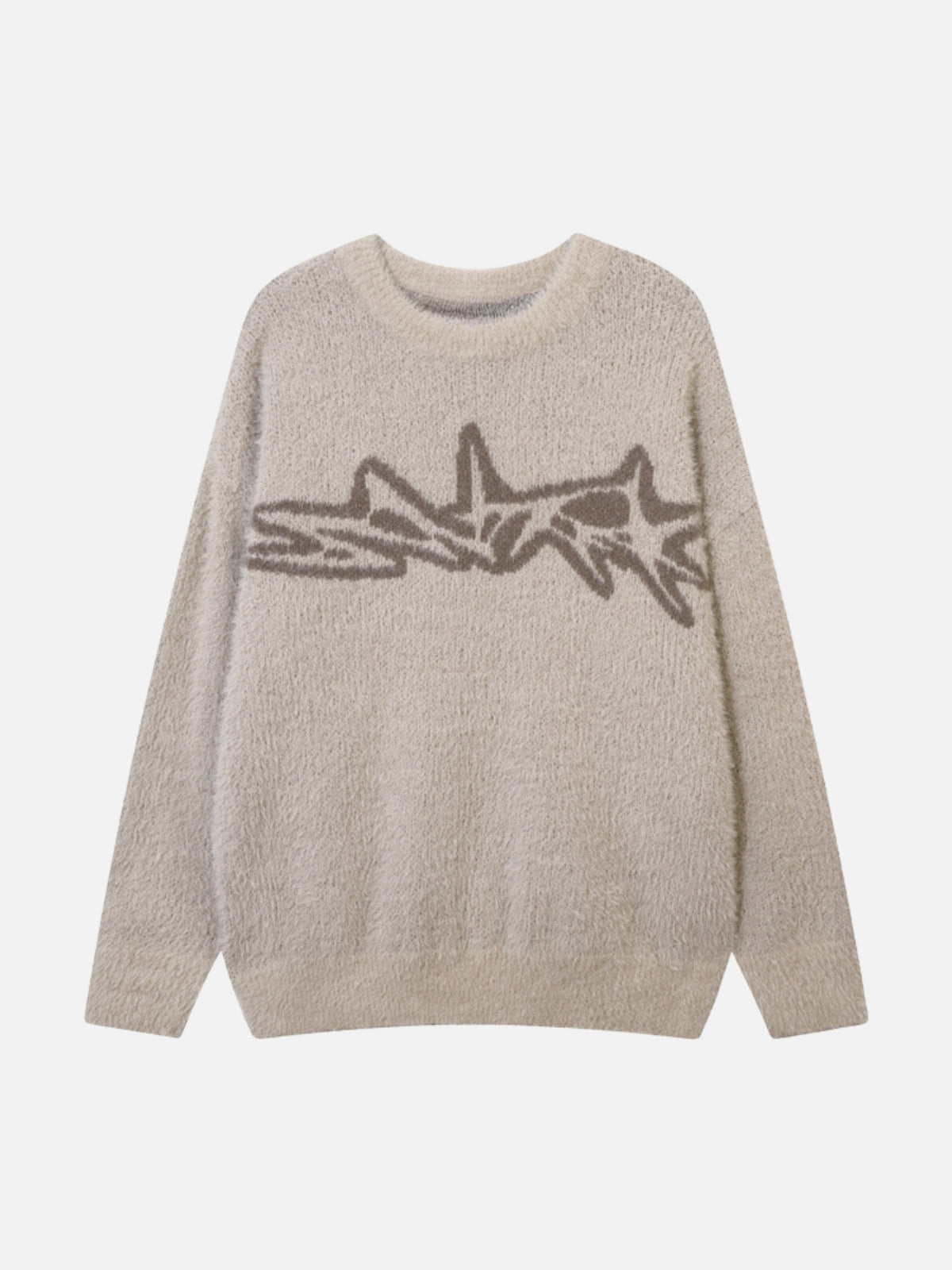 BLURRED STAR - Oversized Graphic Sweater Beige | TEENWEAR.EU
