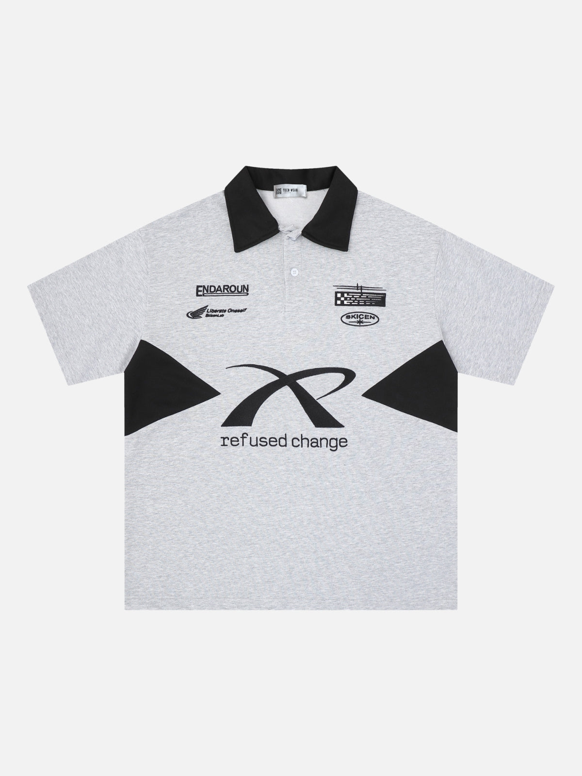 SKICEN - Cropped Graphic Shirt Grey | Teenwear.eu