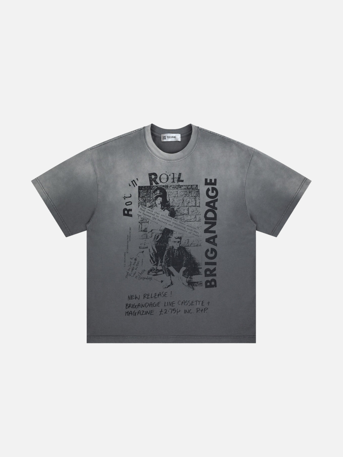 BRIGANDAGE - Oversized Graphic T-Shirt Grey | Teenwear.eu