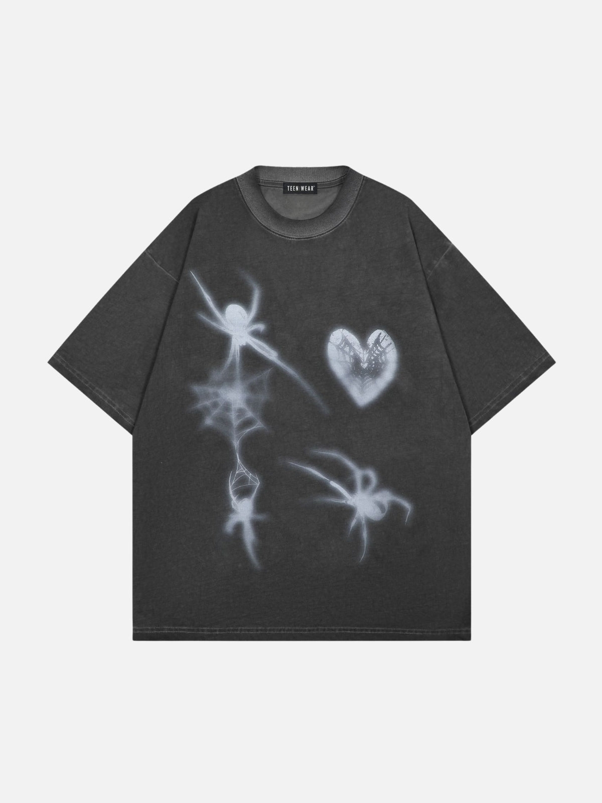 SPIDY HEARTH - Oversized Print T-Shirt Grey | TEENWEAR.EU