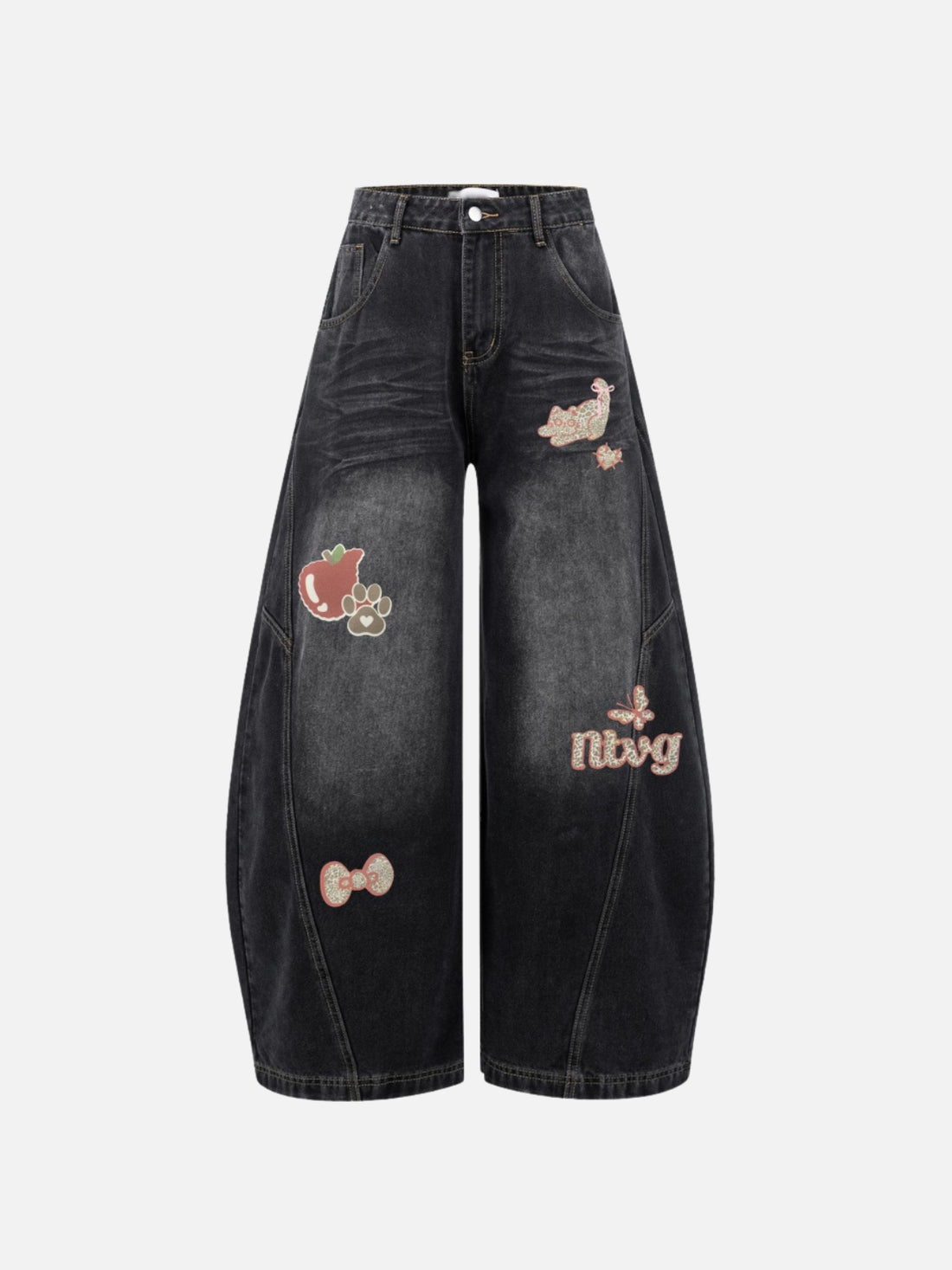 KITTY - Baggy Graphic Jeans Black | Teenwear.eu