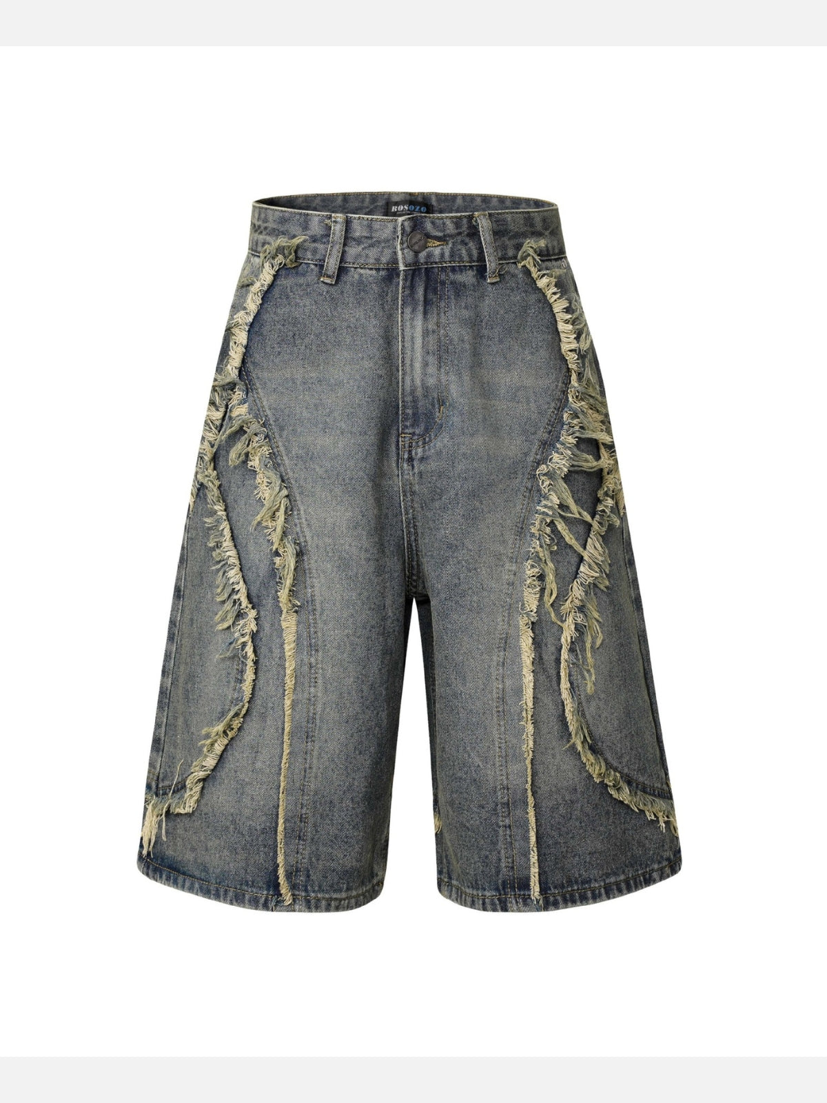 TORNZ - Baggy Denim Embroidered Jorts Blue | TEENWEAR.EU