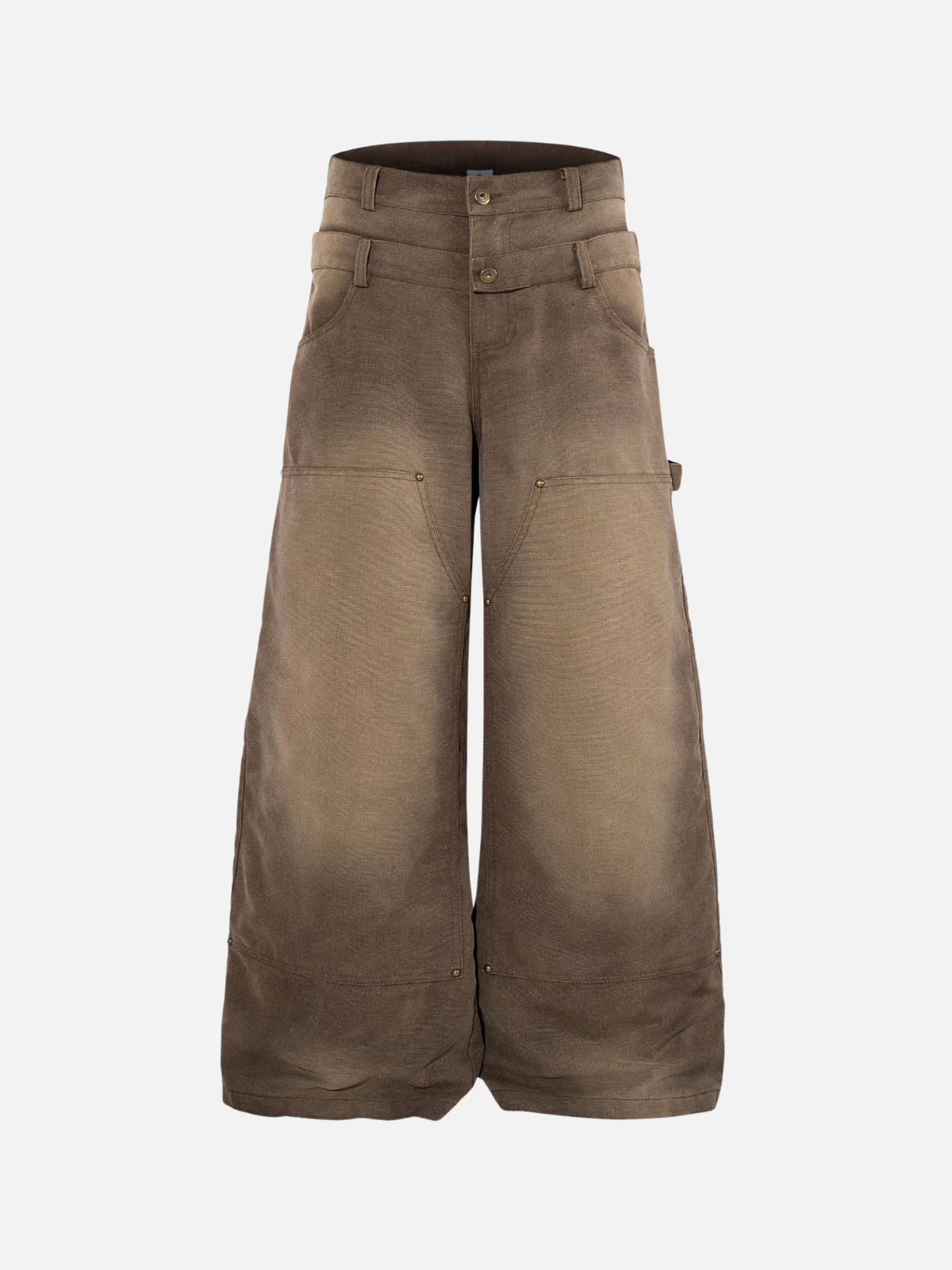 DOUBBLY - Double Patchwork Basic Baggy Jeans Brown | Teenwear.eu