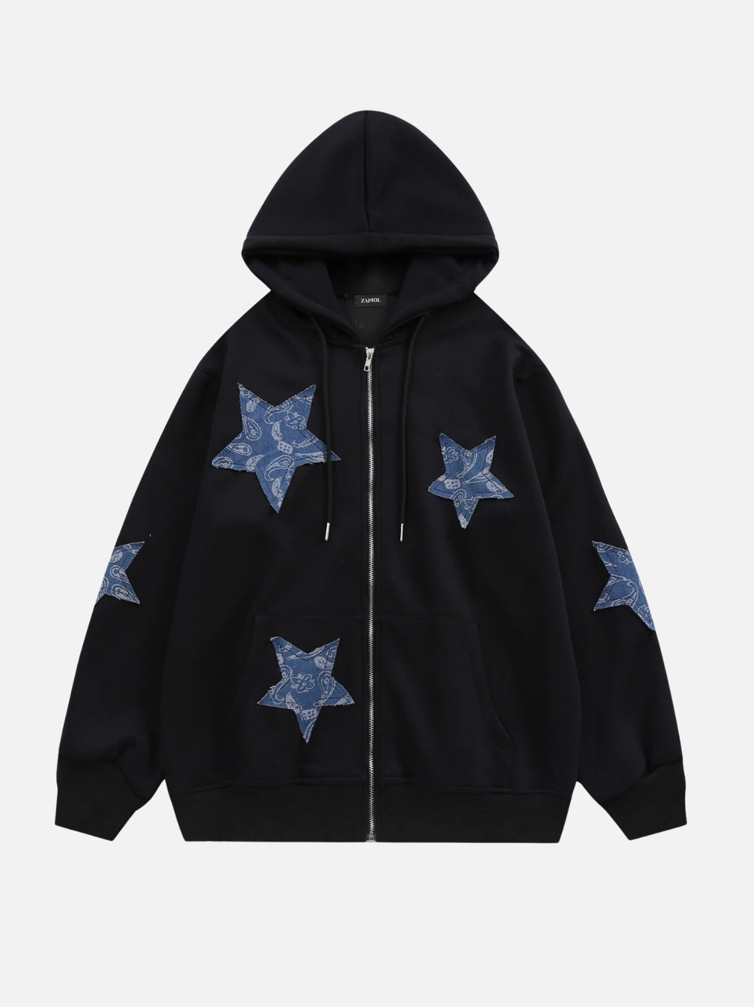 STARIUM - Graphic Sewn Zip Up Hoodie Black | Teenwear.eu