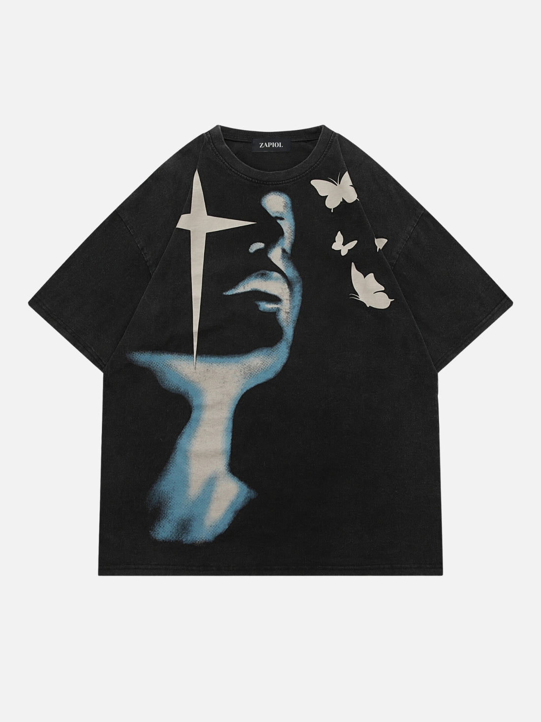 FACE LIGHT - Oversized Print T-Shirt Black | TEENWEAR.EU