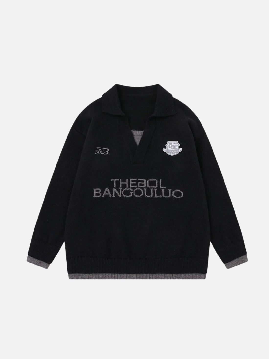 BOLYNN – Oversized Graphic Polo Sweater