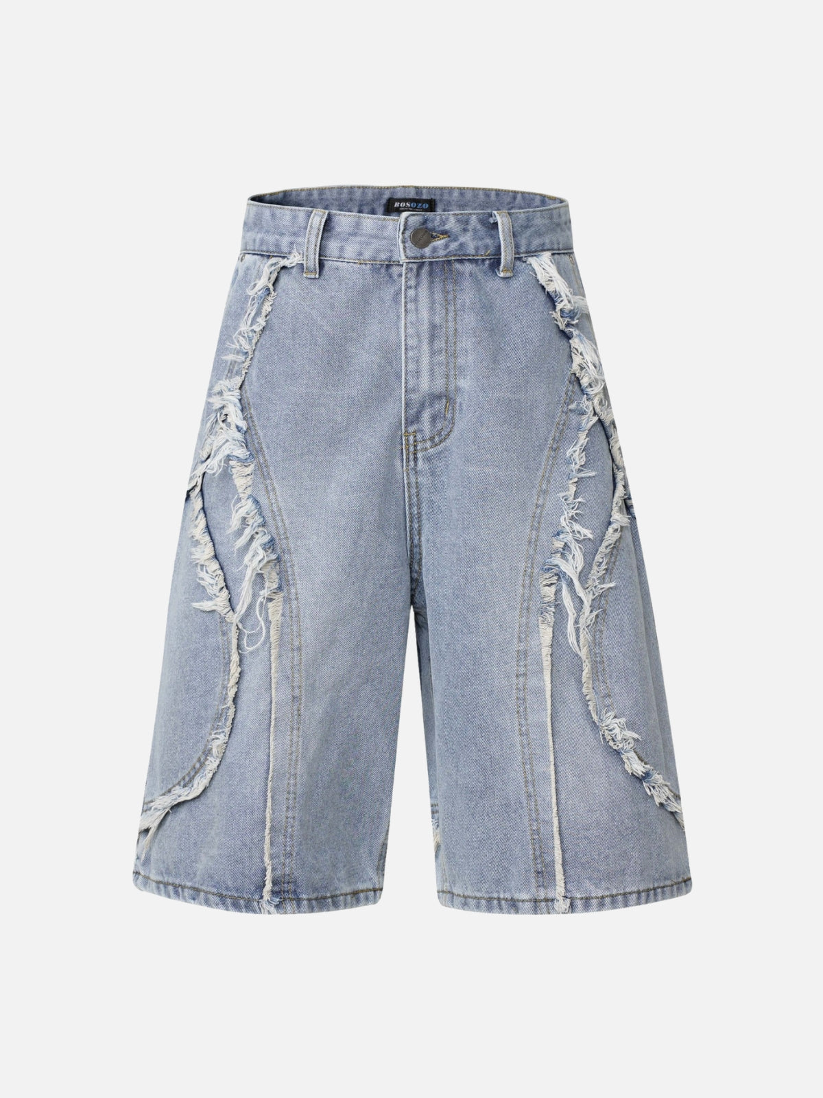 TORNZ - Baggy Denim Embroidered Jorts Light Blue | TEENWEAR.EU