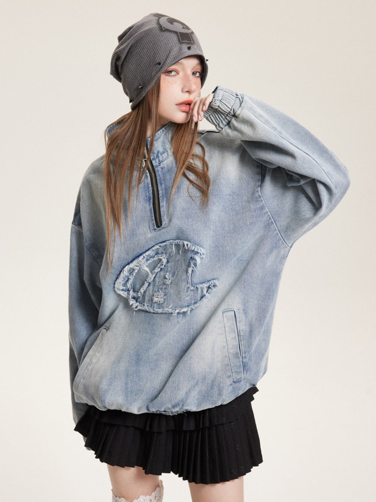 ELAN - Oversized Denim Embroidered Jacket | TEENWEAR.EU
