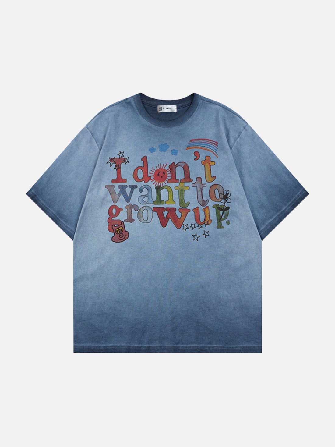 HIPPIE - Oversized Graphic T-Shirt Blue | Teenwear.eu