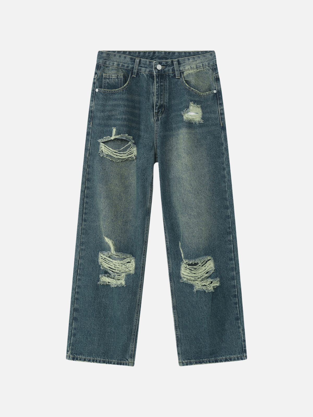 CUTS - Loose Ripped Basic Jeans Washed Blue | TEENWEAR.EU