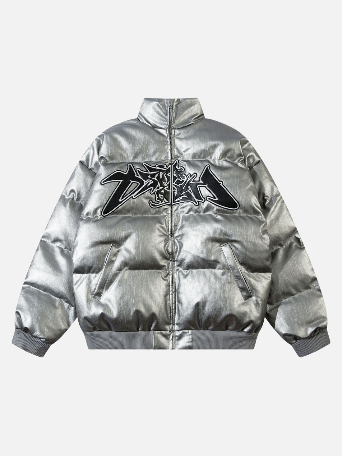 METALIX - Puffer Embroidered Jacket Silver | TEENWEAR.EU