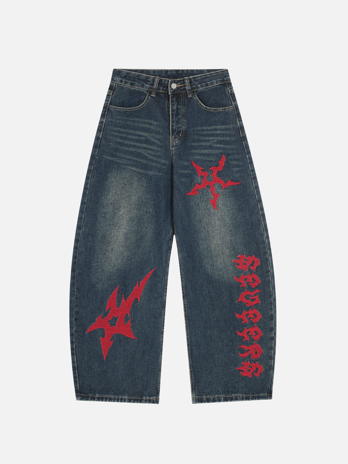 SPINNER - Baggy Embroidered Graphic Jeans