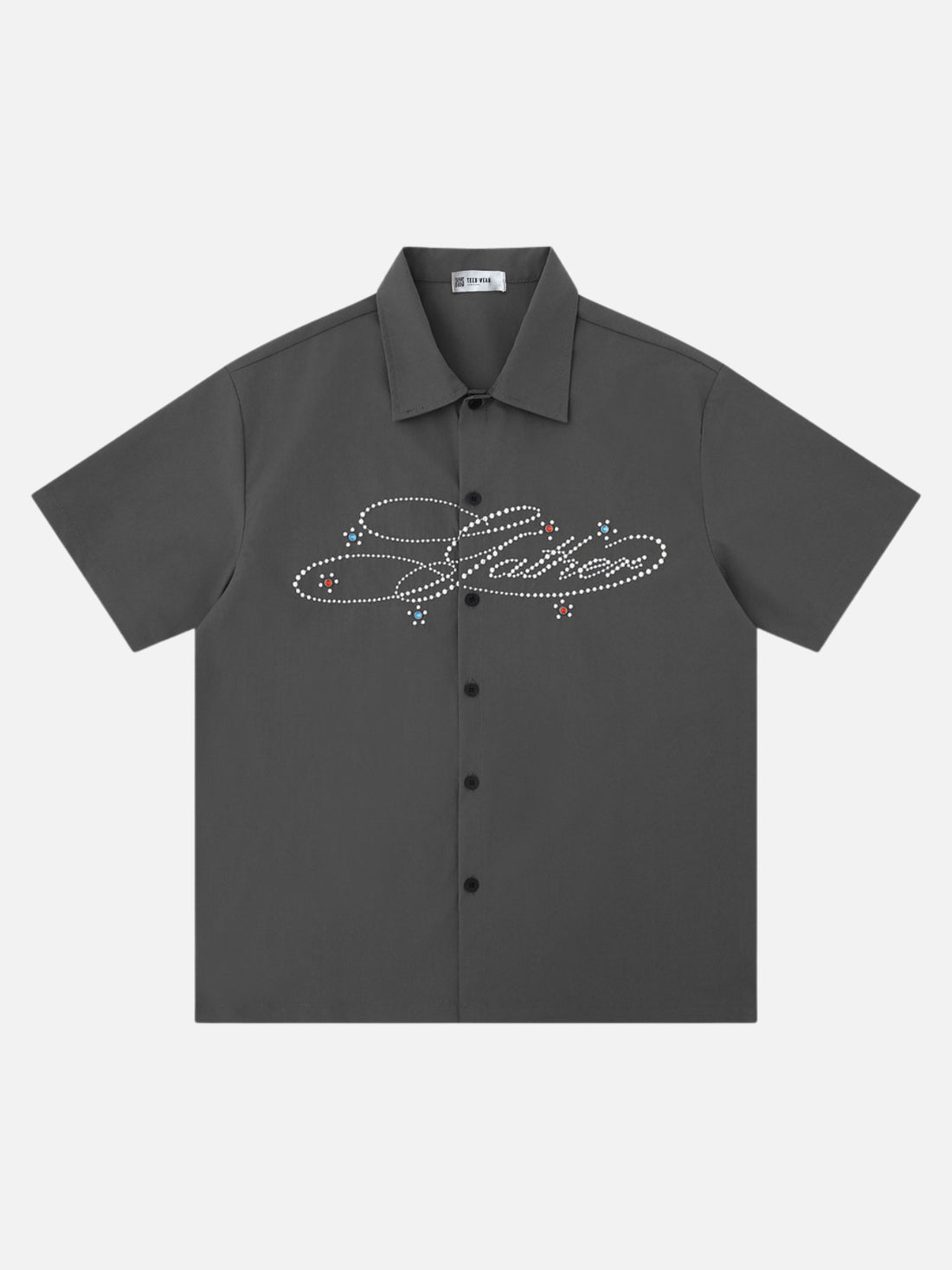 PEARLY - Rhinestone Graphic Shirt Black | Teenwear.eu