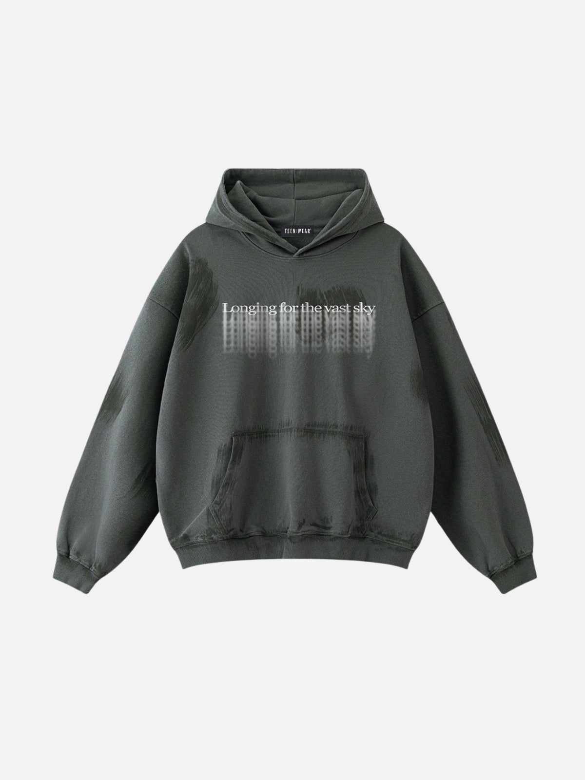 LONGING - Oversized Print Hoodie Dark Grey | TEENWEAR.EU