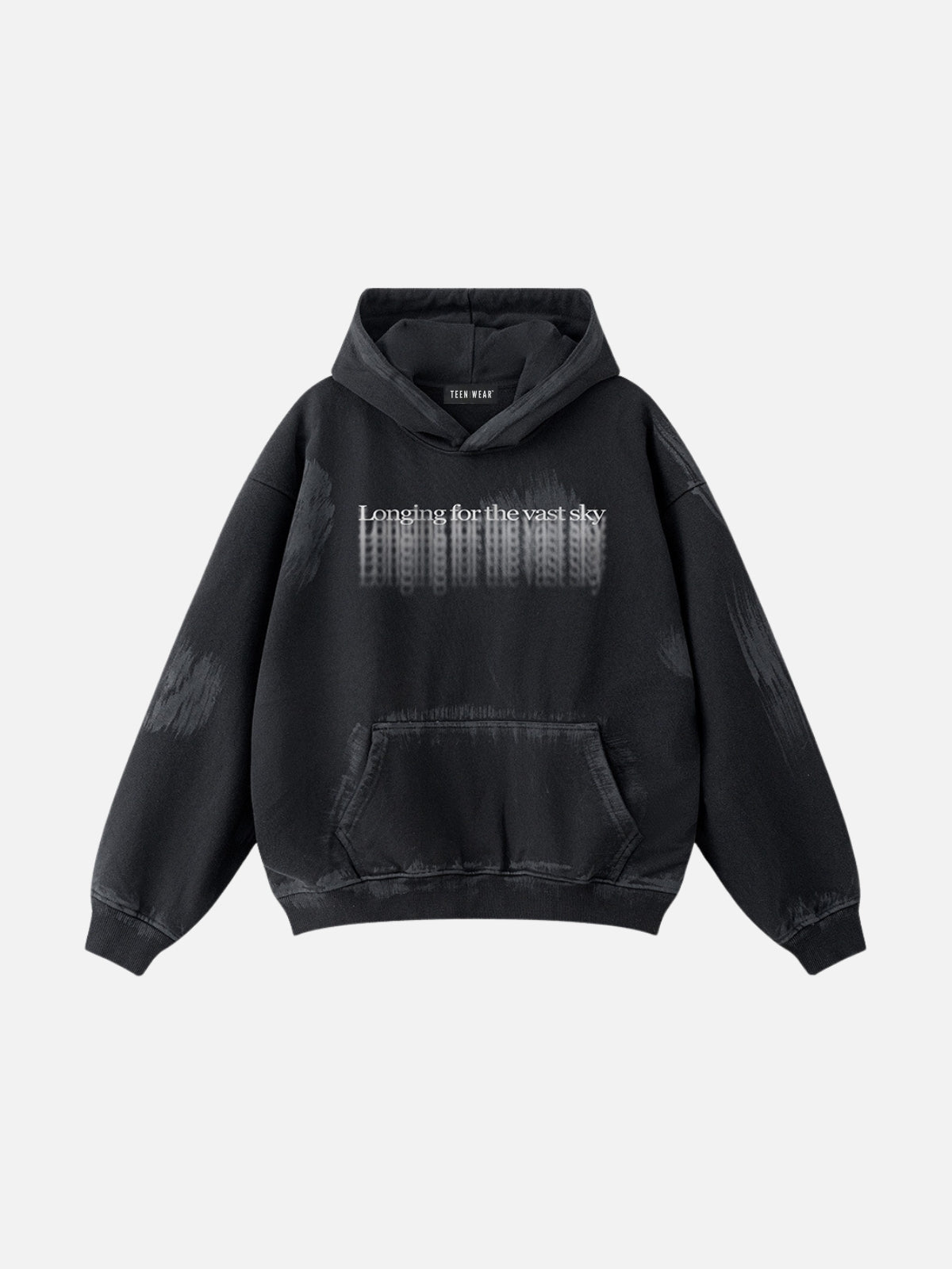LONGING - Oversized Print Hoodie Black | TEENWEAR.EU