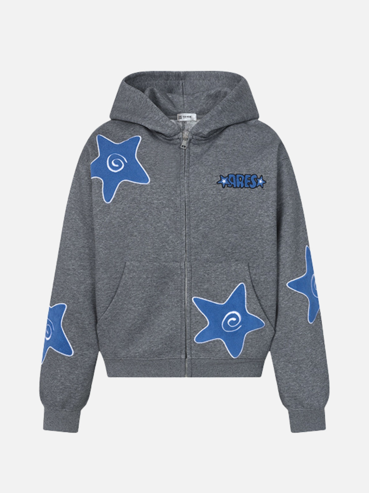 ASTRO - Oversized Embroidered Zip Up Hoodie Grey | Teenwear.eu