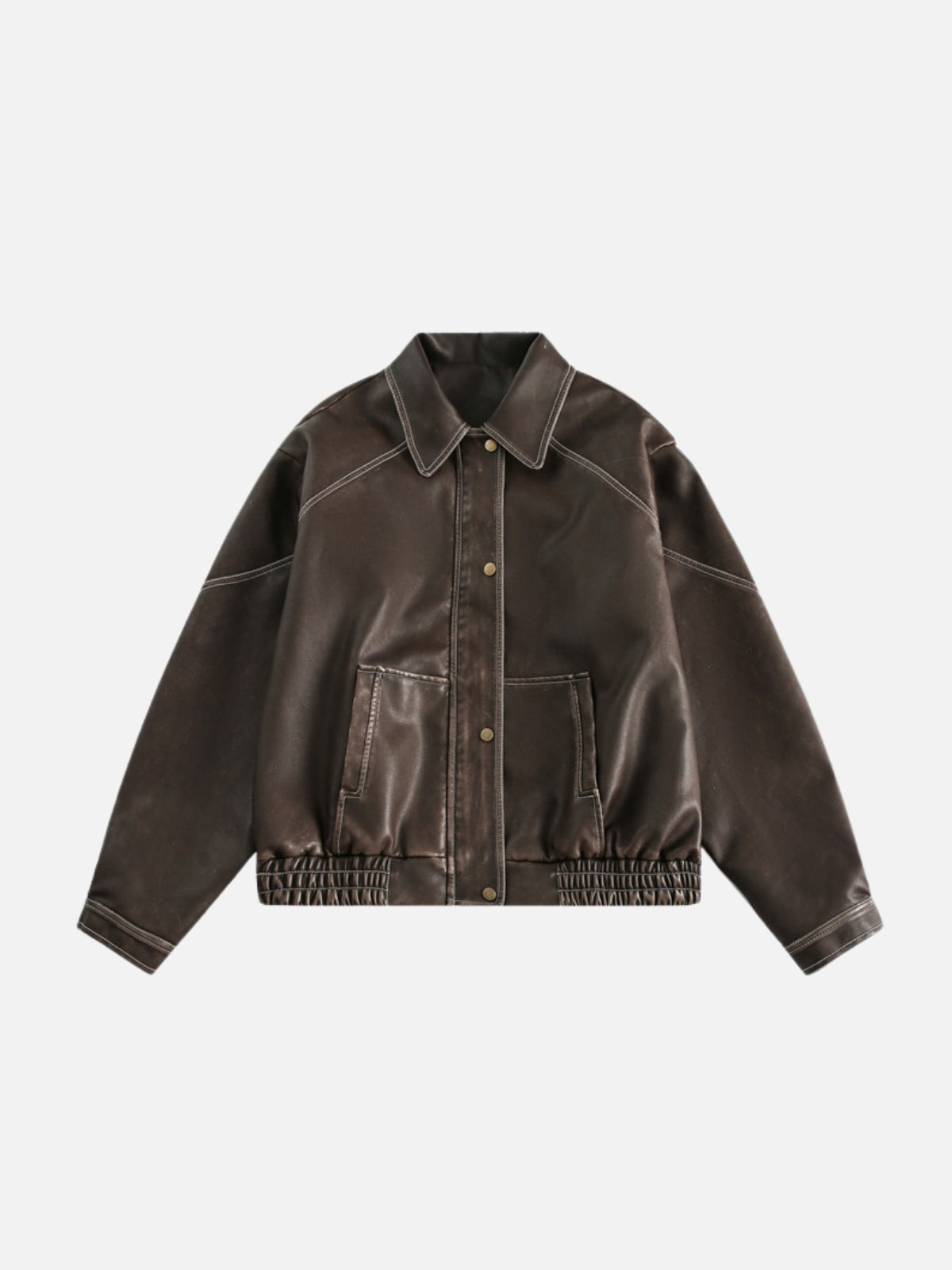 GLACIO - Leather Basic Jacket Brown | TEENWEAR.EU